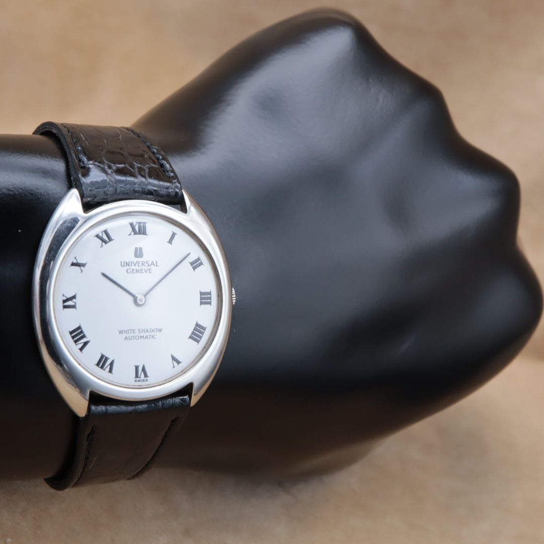  UNIVERSAL GENEVE 866101 WHITE SHADOW AUTOMATIC ユニバーサル ジュネーブ ホワイトシャドウ オートマチック 自動巻き ヴィンテージ 点検済 ６ヶ月保証 CH190 リブ編み 自動巻き時計 腕時計(アナログ)
