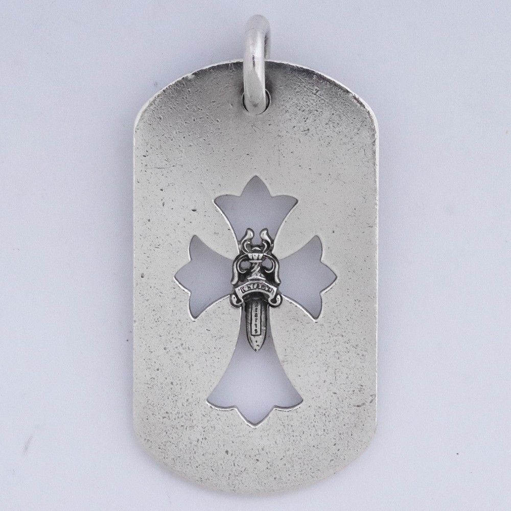 CHROME HEARTS カットアウトクロスダガードッグタグ ラージ シルバー