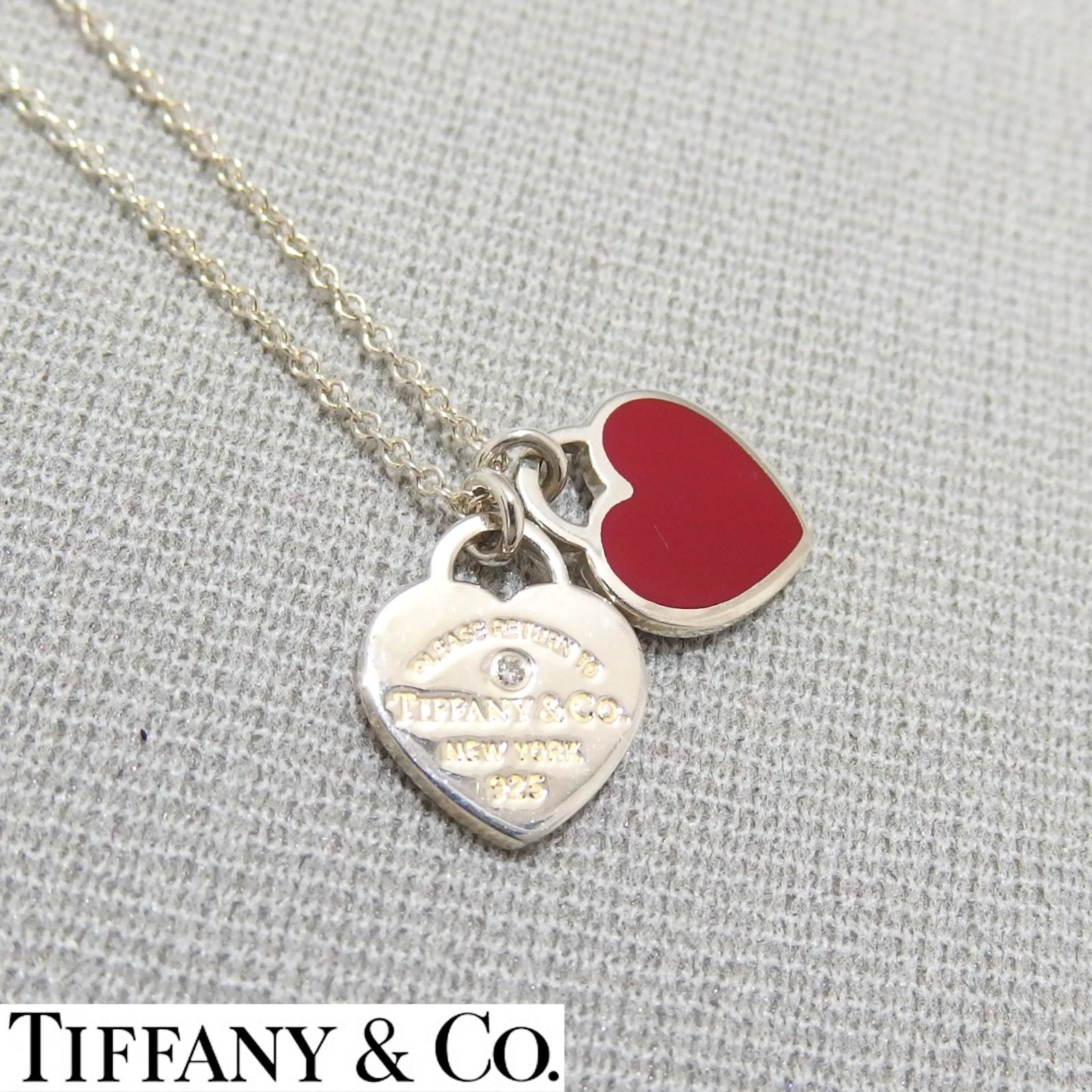 良品☆TIFFANY&Co リターントゥ ダブルハート タグ 1P ダイヤモンド 