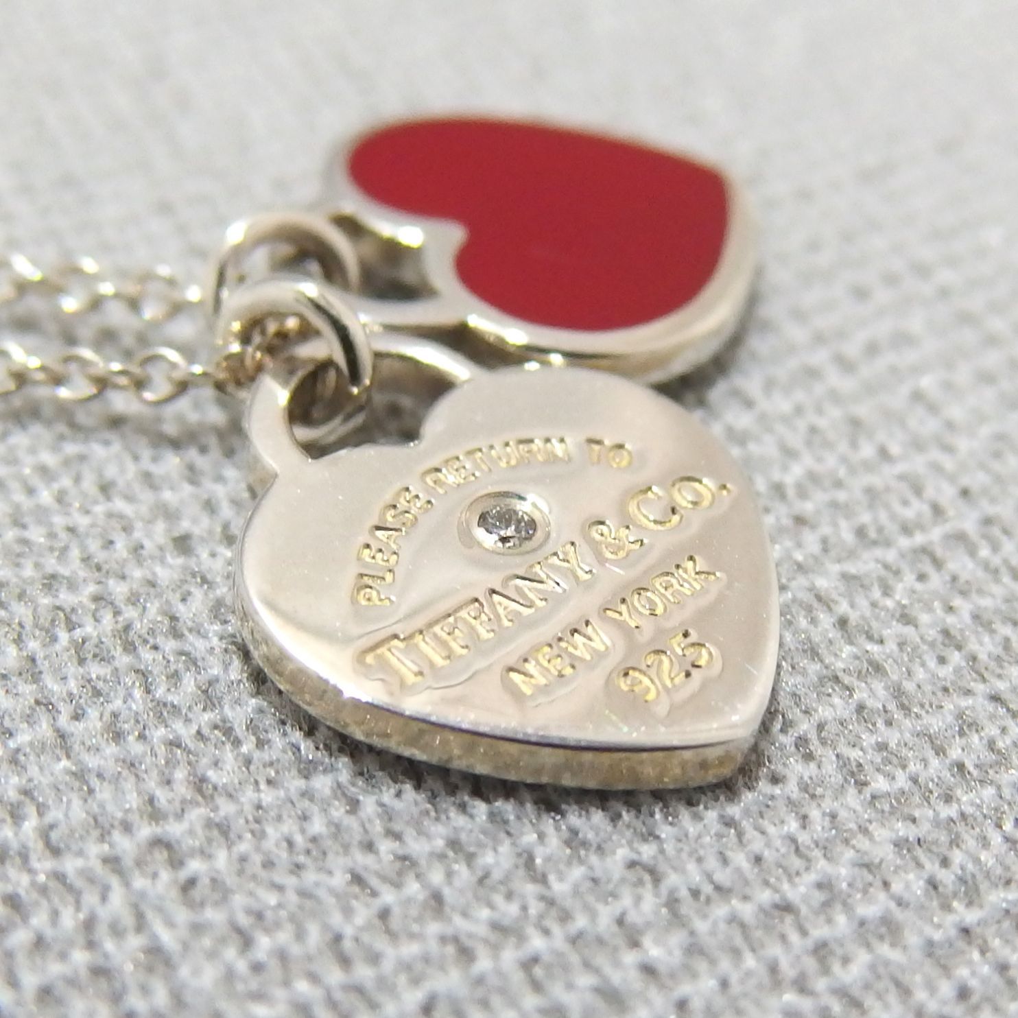 良品☆TIFFANY&Co リターントゥ ダブルハート タグ 1P ダイヤモンド 