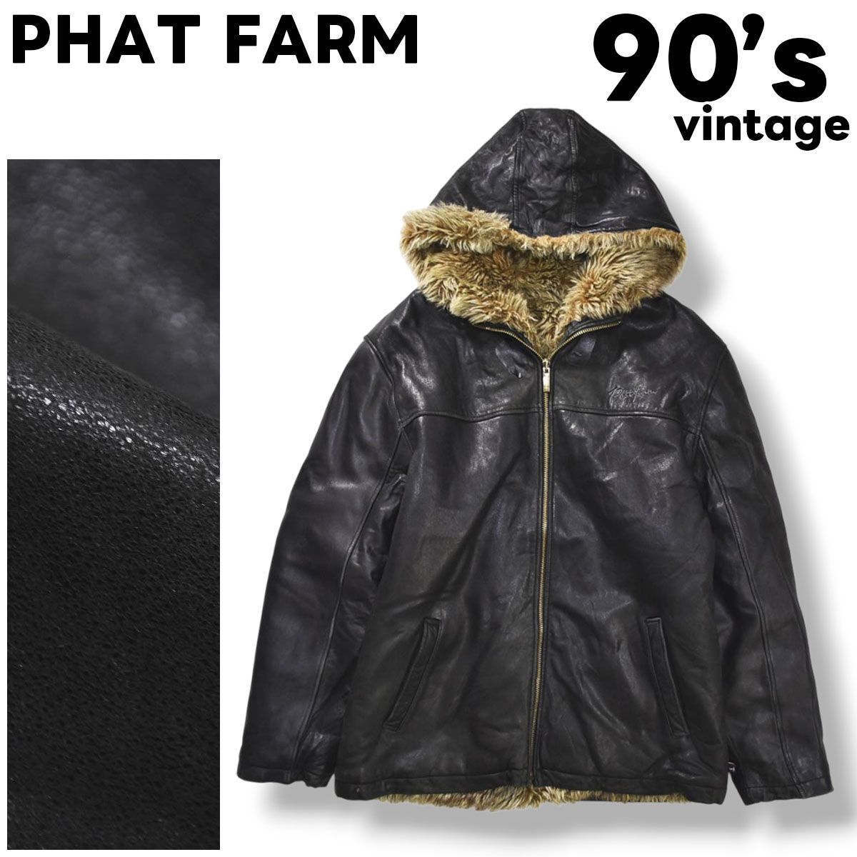 本革】 90s ヴィンテージ ファットファーム PHAT FARM リバーシブル 羊 