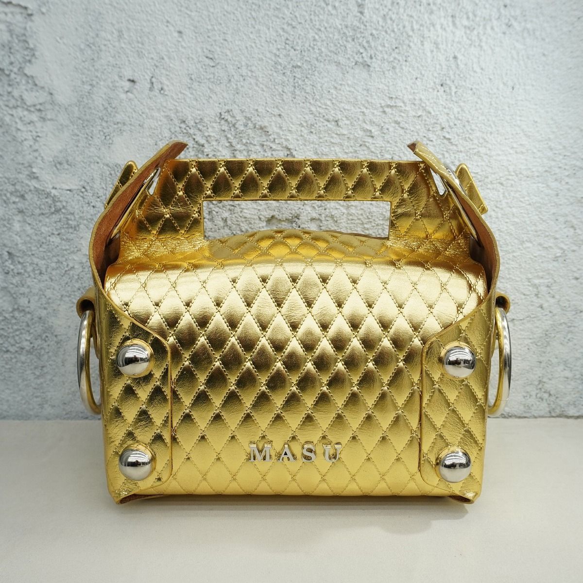 極美品 25AW MASU エムエーエスユー LEATHER CAKE MINI BAG GOLD 