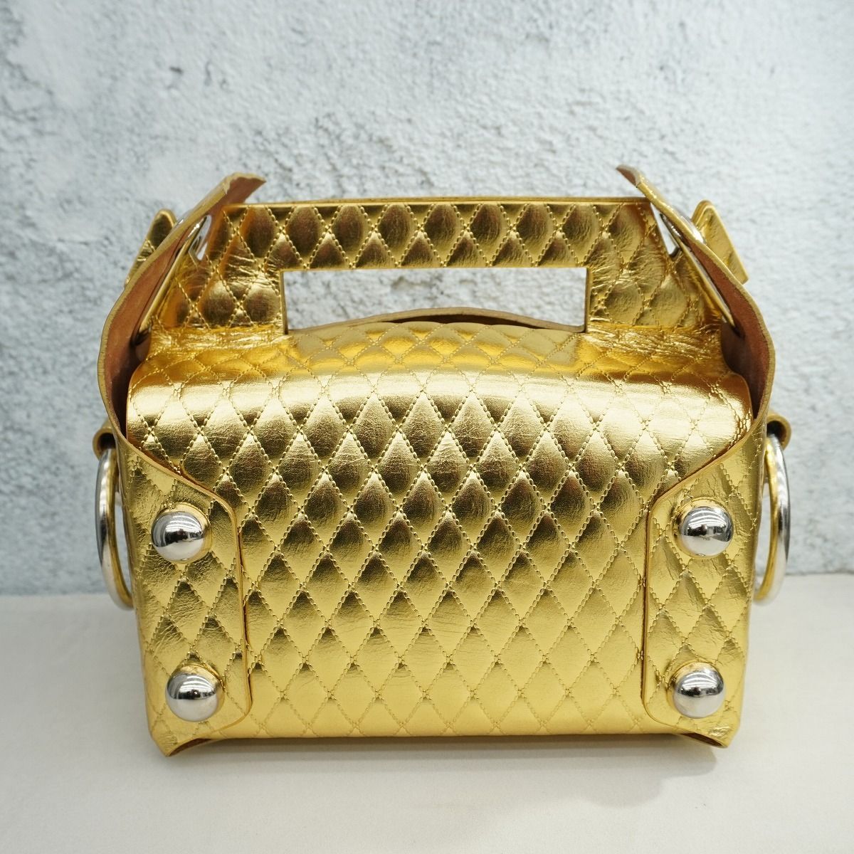 極美品 25AW MASU エムエーエスユー LEATHER CAKE MINI BAG GOLD