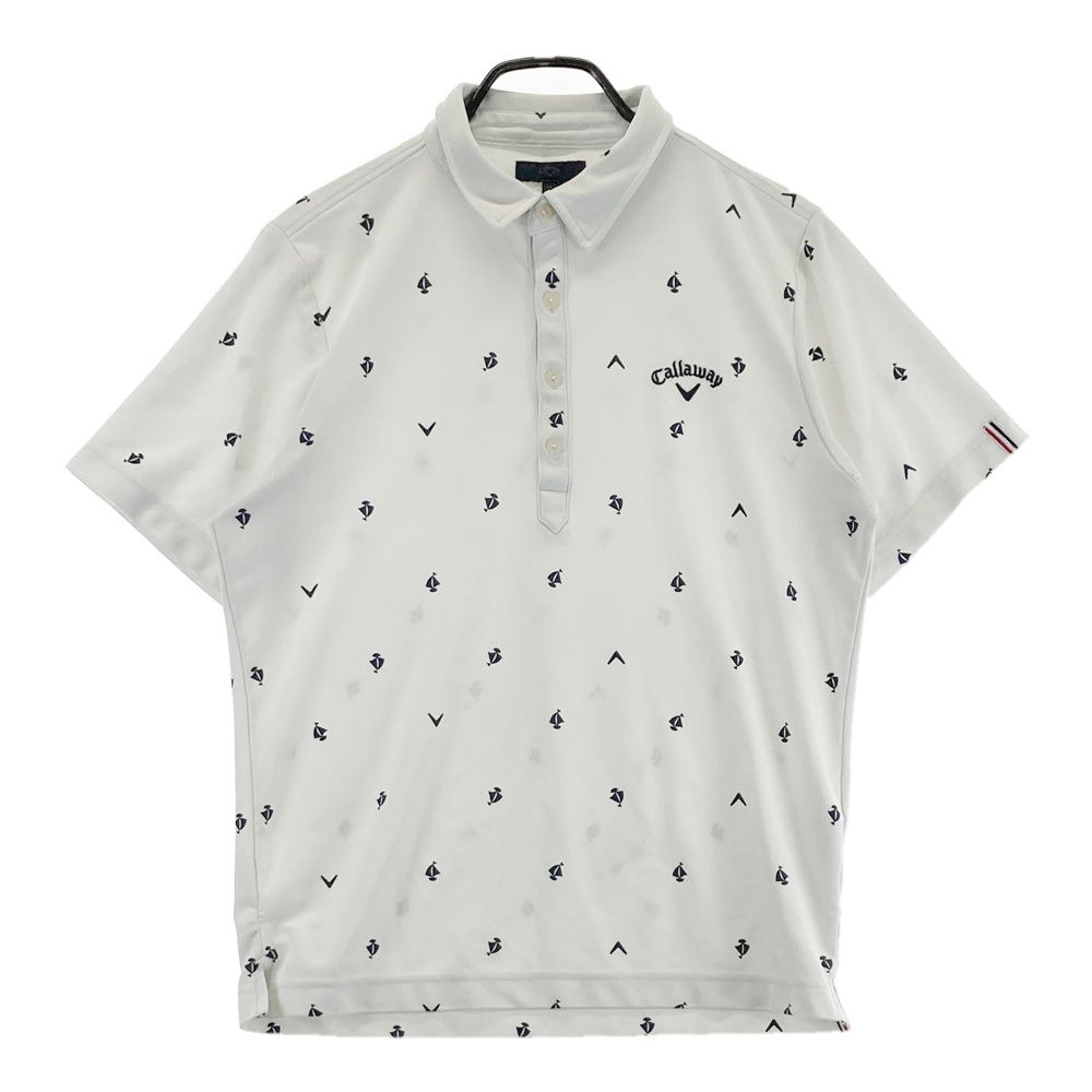 サイズ：LL CALLAWAY キャロウェイ 半袖ポロシャツ ヨット柄 ホワイト