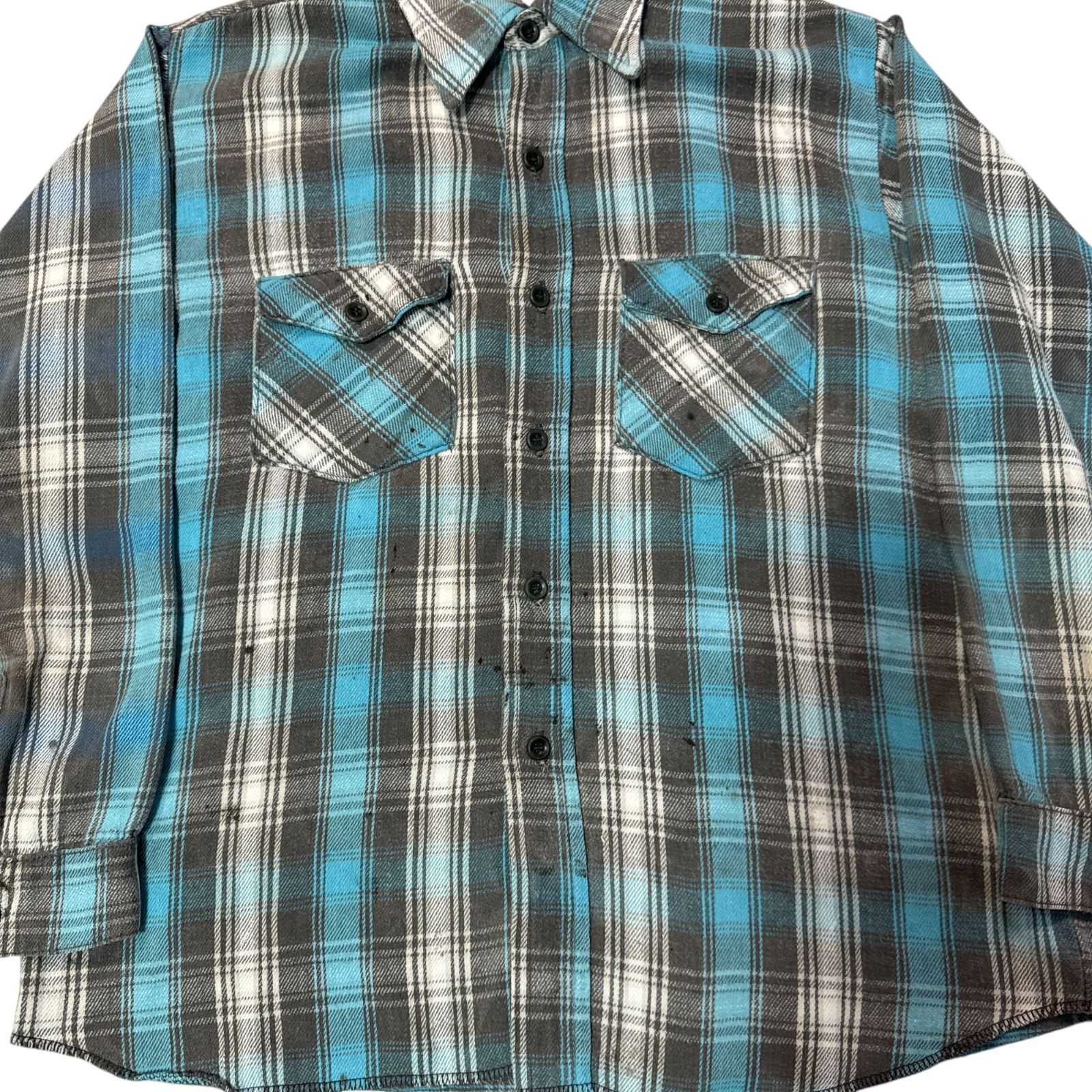 50s FROSTPROOF ネルシャツ 16 Lサイズ ブラック ホワイト ターコイズ