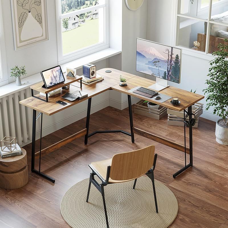 CubiCubi L字デスク 幅120cm*120cm ゲーミングデスク モニター台付き