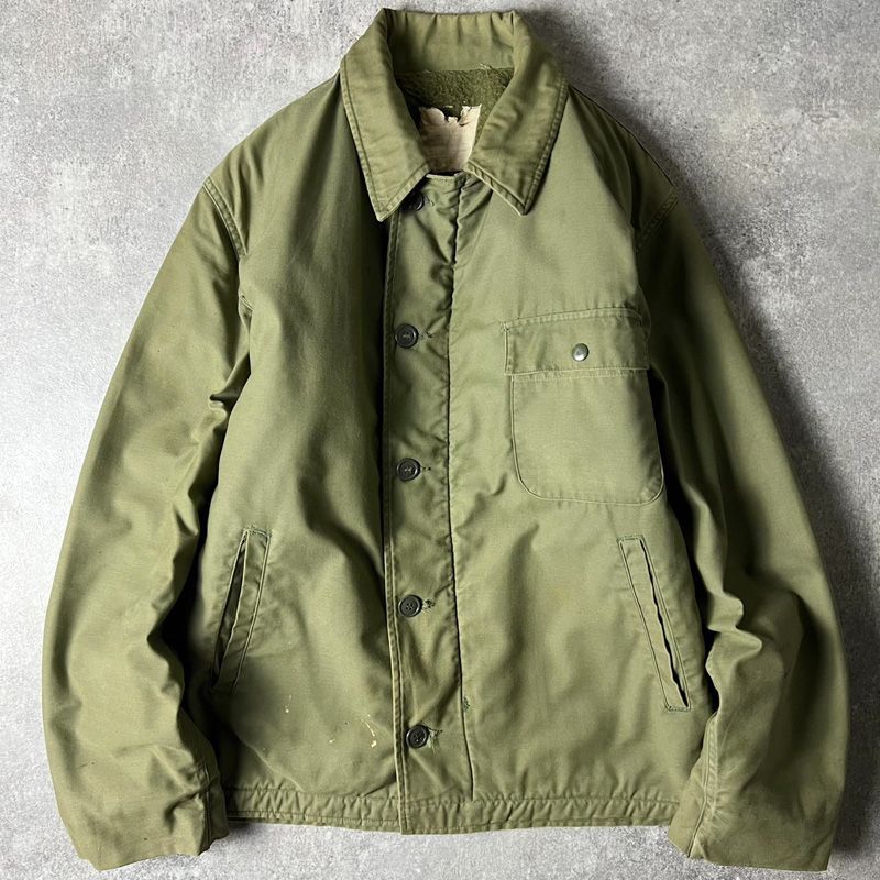 雰囲気系 70s US NAVY 米軍実物 A-2 デッキ ジャケット L / 70年代 