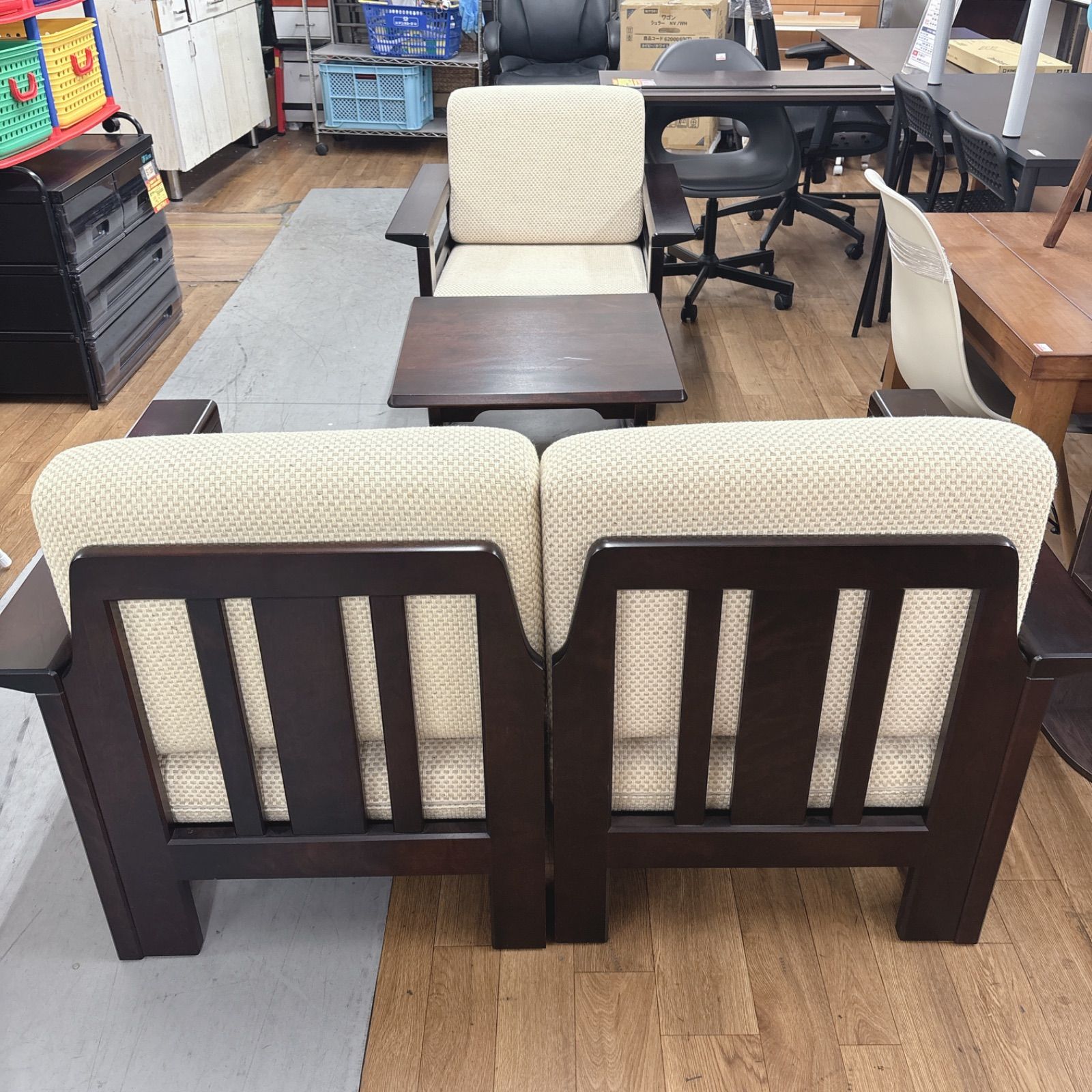 I376 🌈 名古屋市近郊配送設置無料！ 北海道民芸家具 ソファ＆テーブル