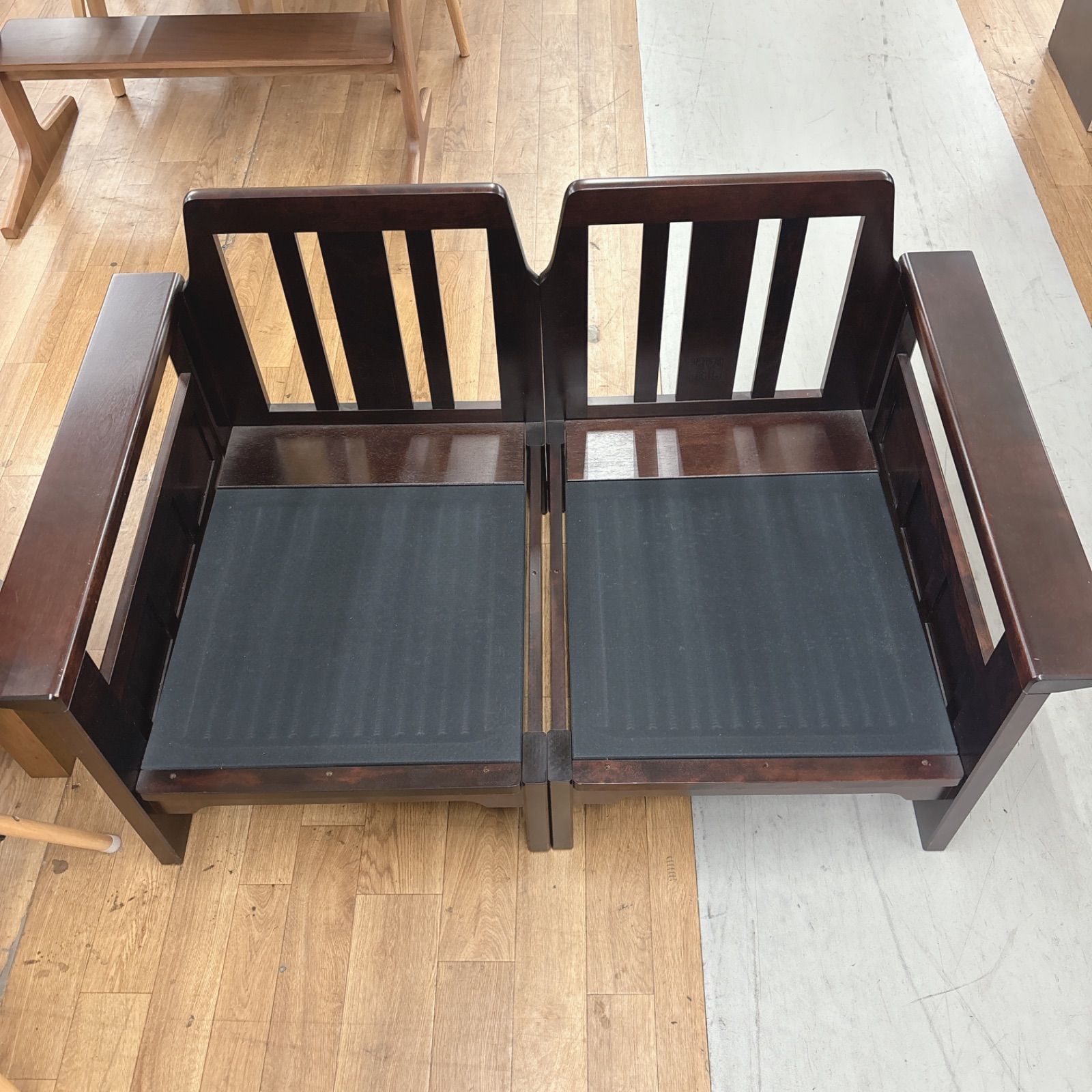 I376 🌈 名古屋市近郊配送設置無料！ 北海道民芸家具 ソファ＆テーブル