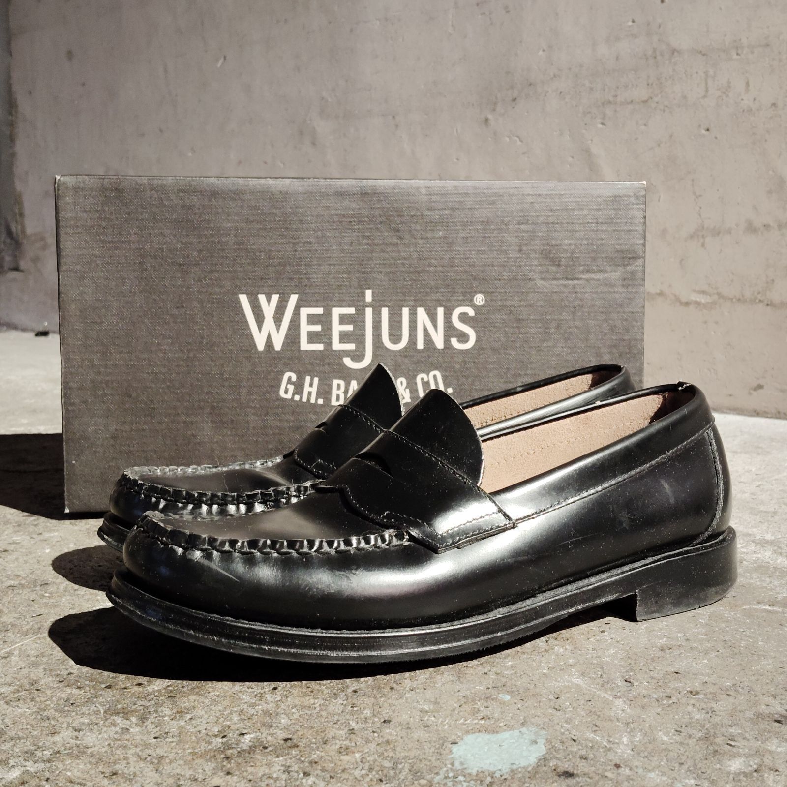 G.H.BASS LOGAN BA11035H BLACK US8 LEATHER SOLE ジーエイチバス 