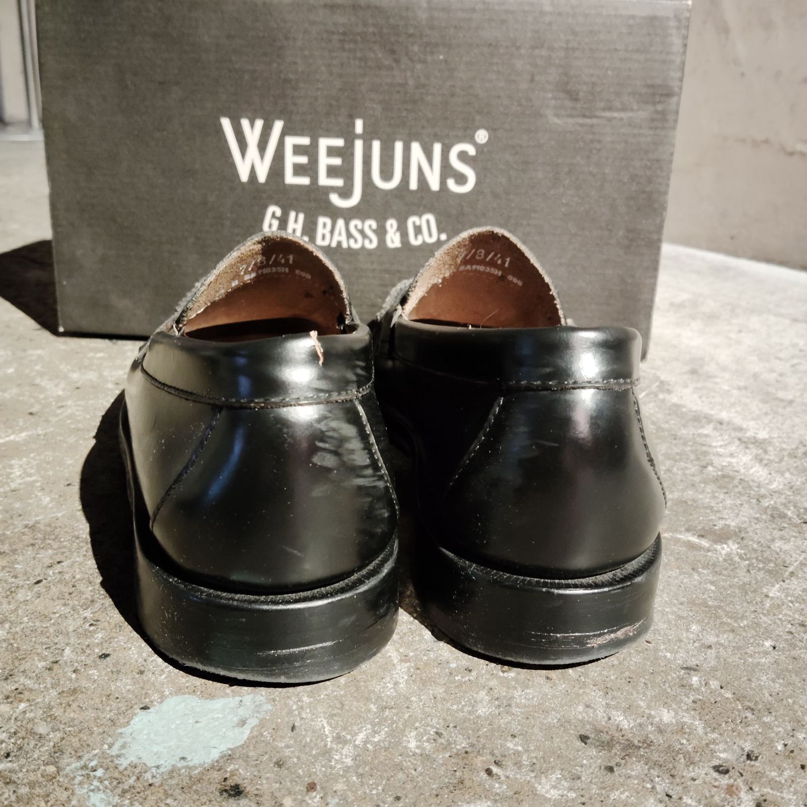 G.H.BASS LOGAN BA11035H BLACK US8 LEATHER SOLE ジーエイチバス 