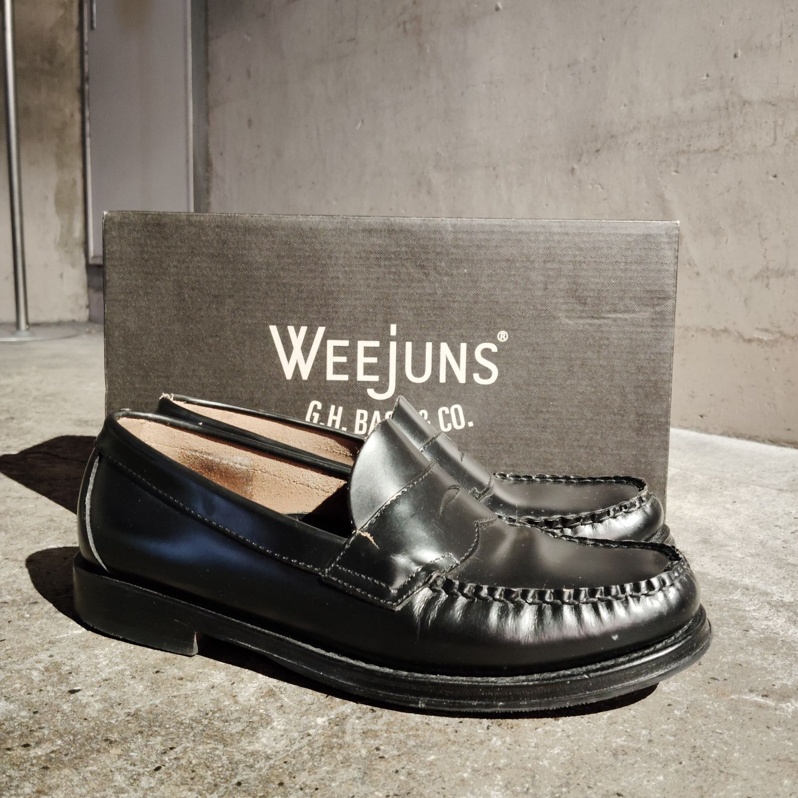 G.H.BASS LOGAN BA11035H BLACK US8 LEATHER SOLE ジーエイチバス 