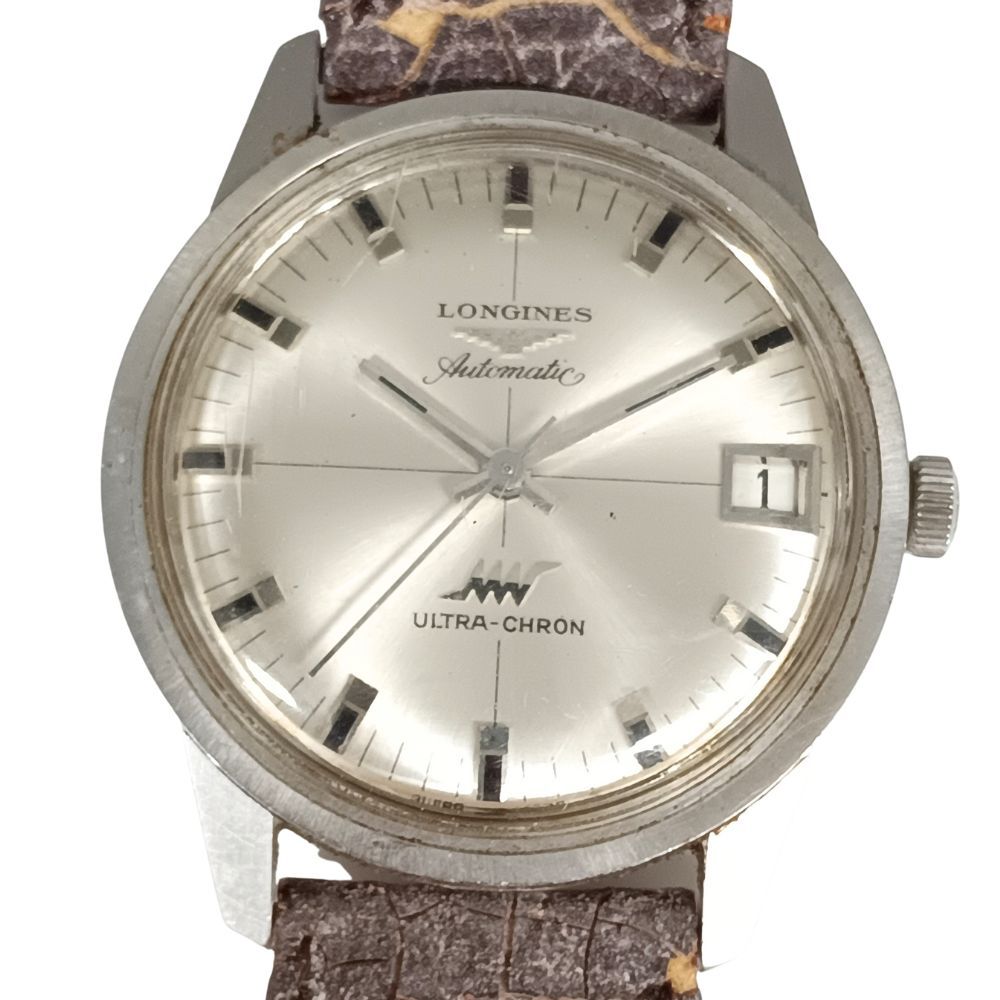 LONGINES ロンジン ウルトラクロン デイト 自動巻き ベルト社外 腕時計 正規品 C988 お出かけ用 自動巻き時計 腕時計(アナログ)