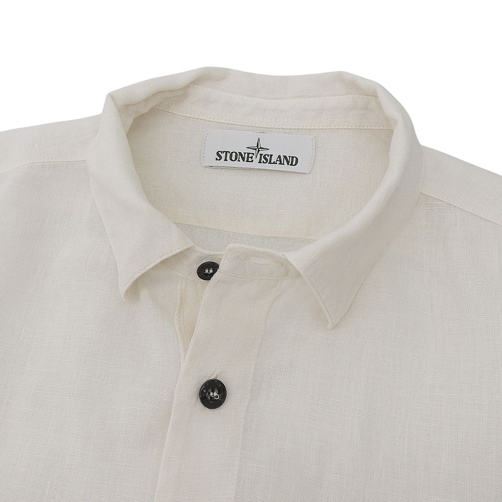 STONE ISLAND ストーンアイランド リネン ロゴ刺繍 BDシャツ トップス