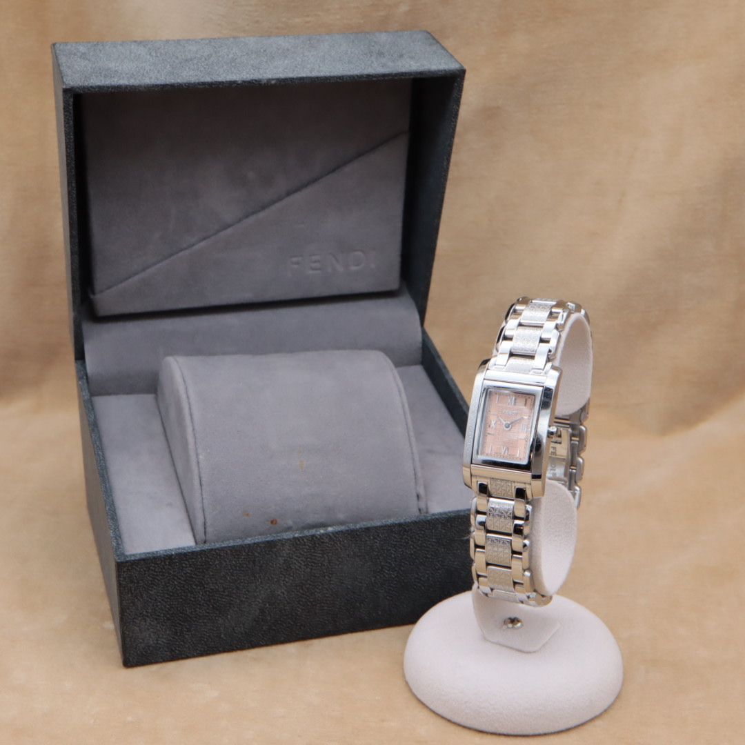 FENDI 7600L Loop Pink Dial Rectangular Zucca フェンディ ループ