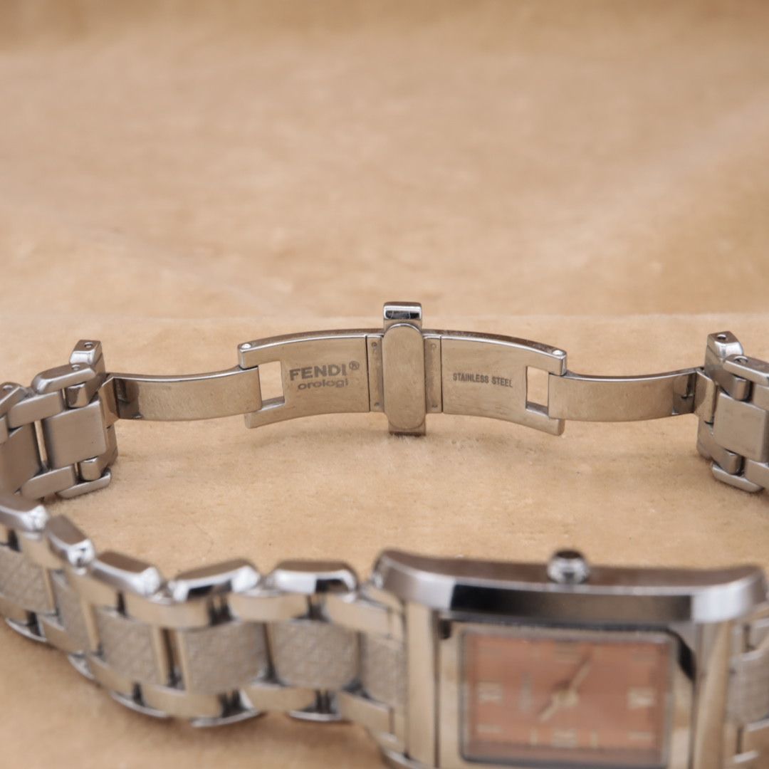 FENDI 7600L Loop Pink Dial Rectangular Zucca フェンディ ループ