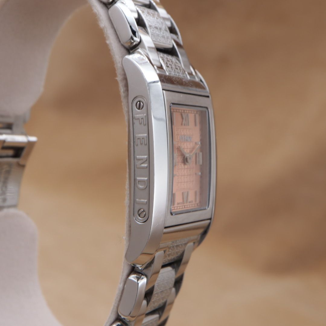FENDI 7600L Loop Pink Dial Rectangular Zucca フェンディ ループ