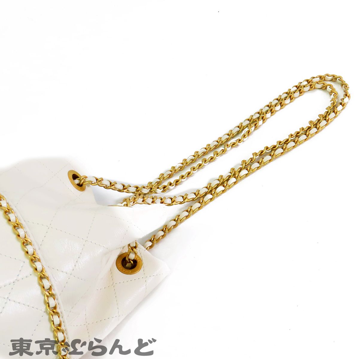 シャネル CHANEL 金属素材×レザー ゴールド×白 95A ベルト CHANEL