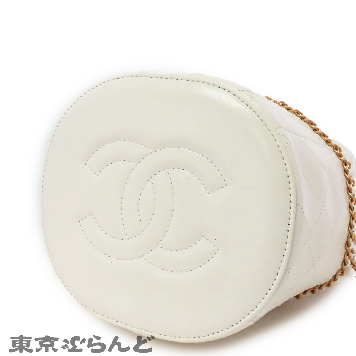 CHANEL ホワイト バケツ型ショルダーバッグ