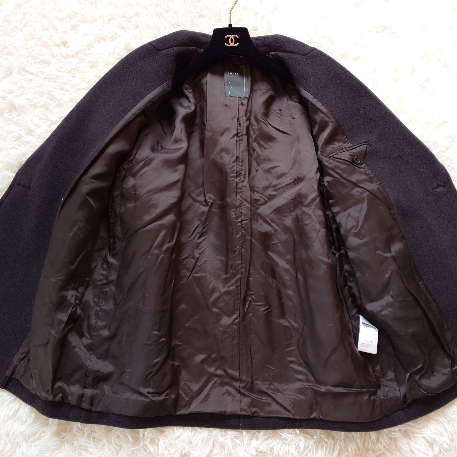 ノーブル Noble MTRビッグカラーPコート カシミヤ ウール ブラウン 36