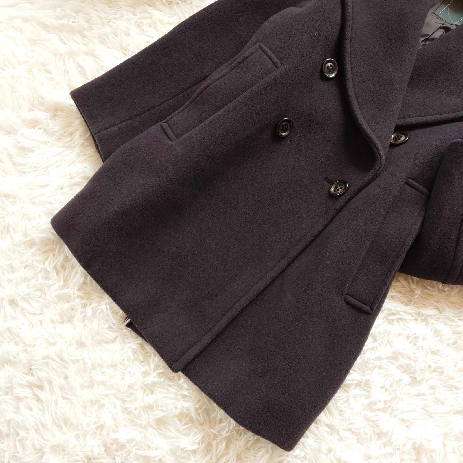 ノーブル Noble MTRビッグカラーPコート カシミヤ ウール ブラウン 36