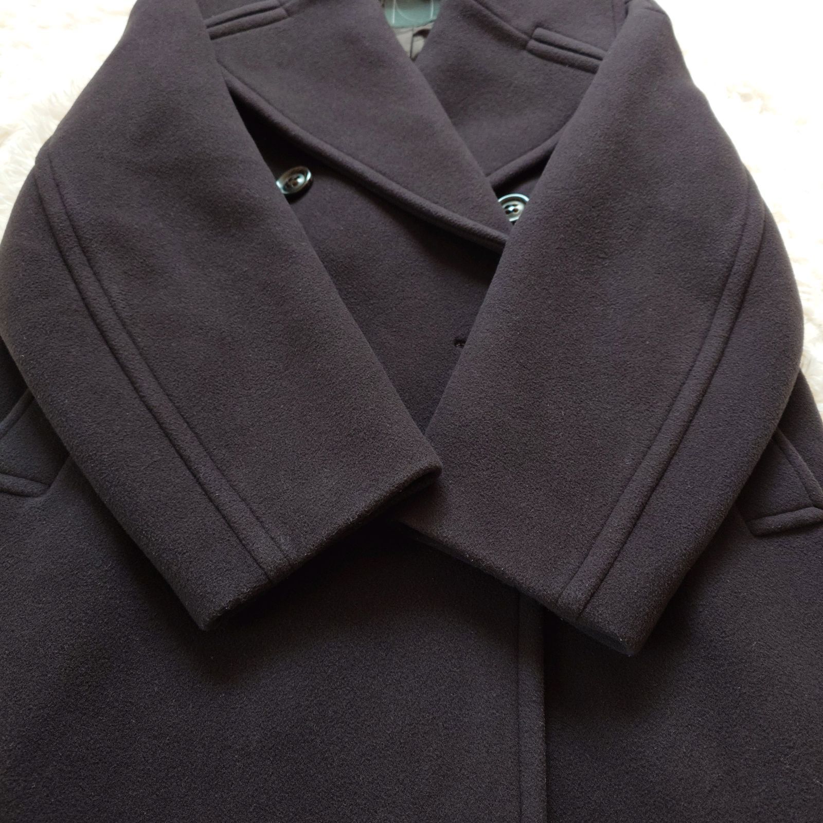 ノーブル Noble MTRビッグカラーPコート カシミヤ ウール ブラウン 36