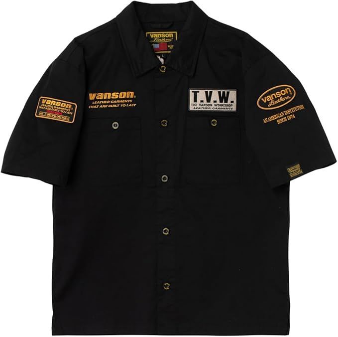 VANSON SVS2606S コットン ワークシャツ ブラック/イエロー COTTON