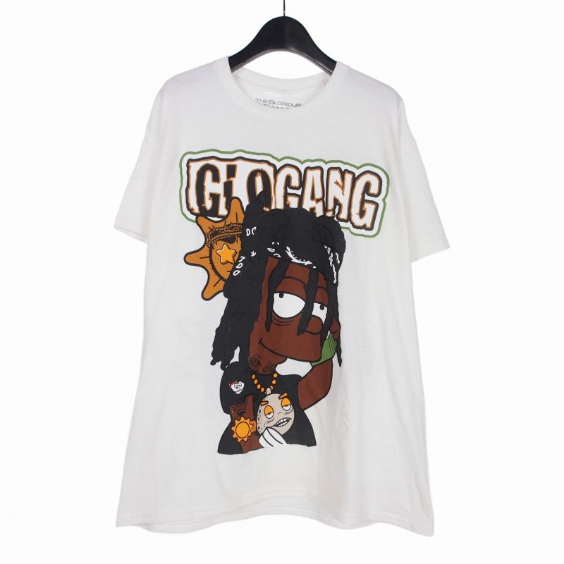グロギャング GLOGANG プリント Tシャツ カットソー 半袖 L ホワイト