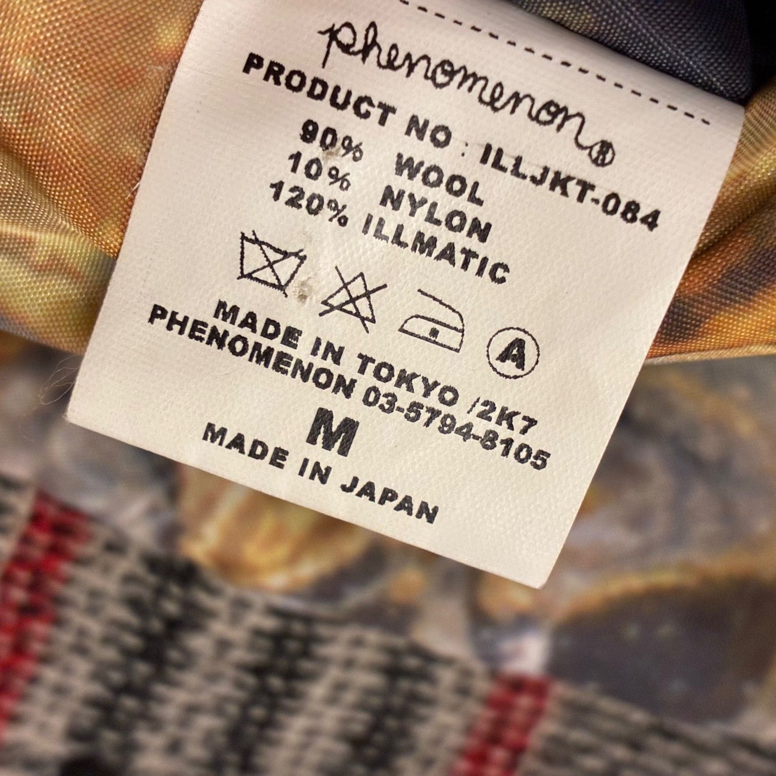 レア MADE IN JAPAN製 PHENOMENON 2007年モデル チェック柄 ウール