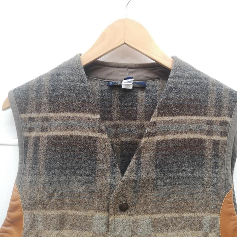 ラルフローレン 80s 90s ウール ベスト ジャケット チェック柄 レザートリム USA製 メンズ M ISItems【USED】【古着】【中古】50152857