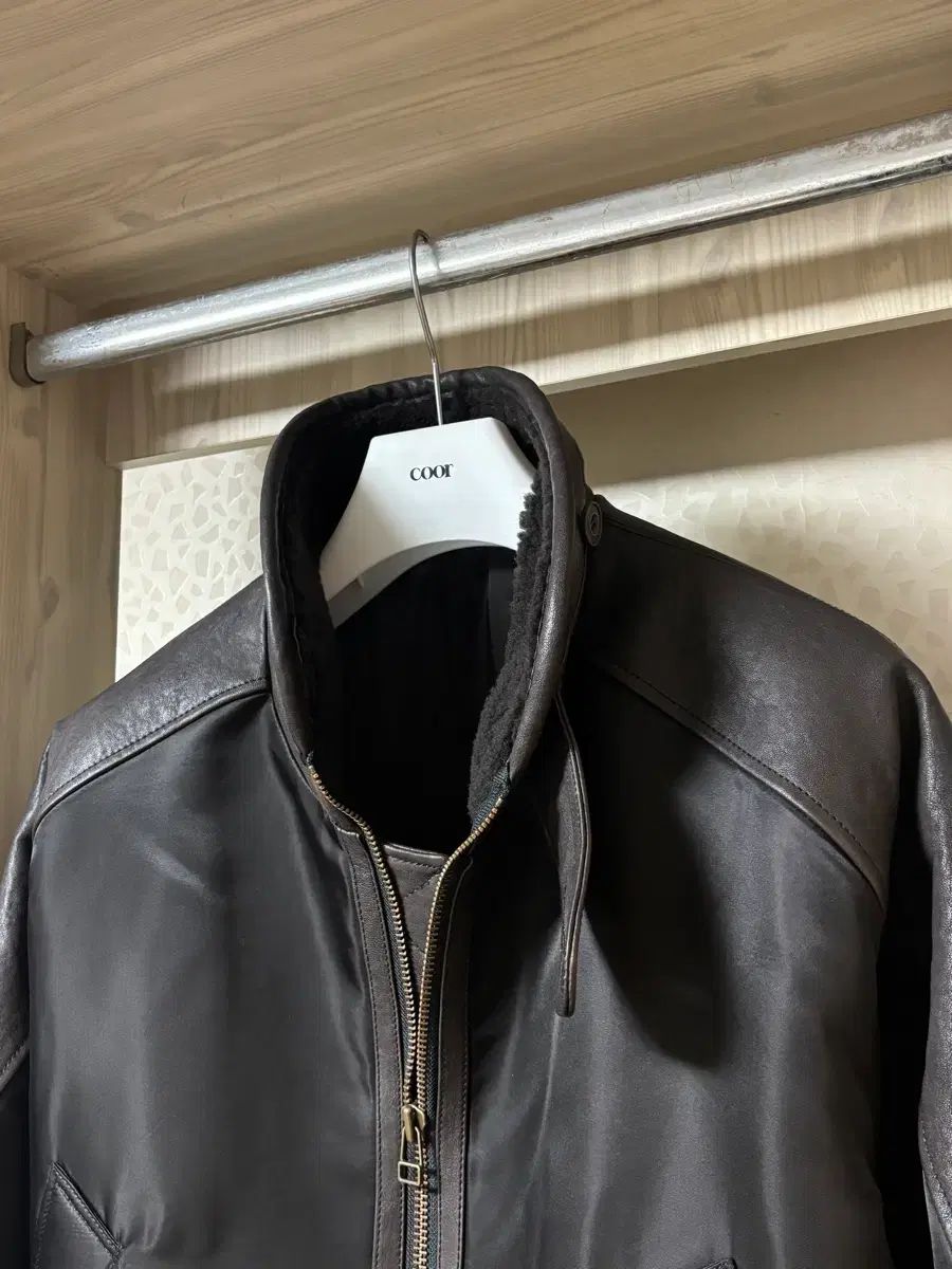 coor ハイネック Shearling ミックス ma-1 アウター ダークブラウン L