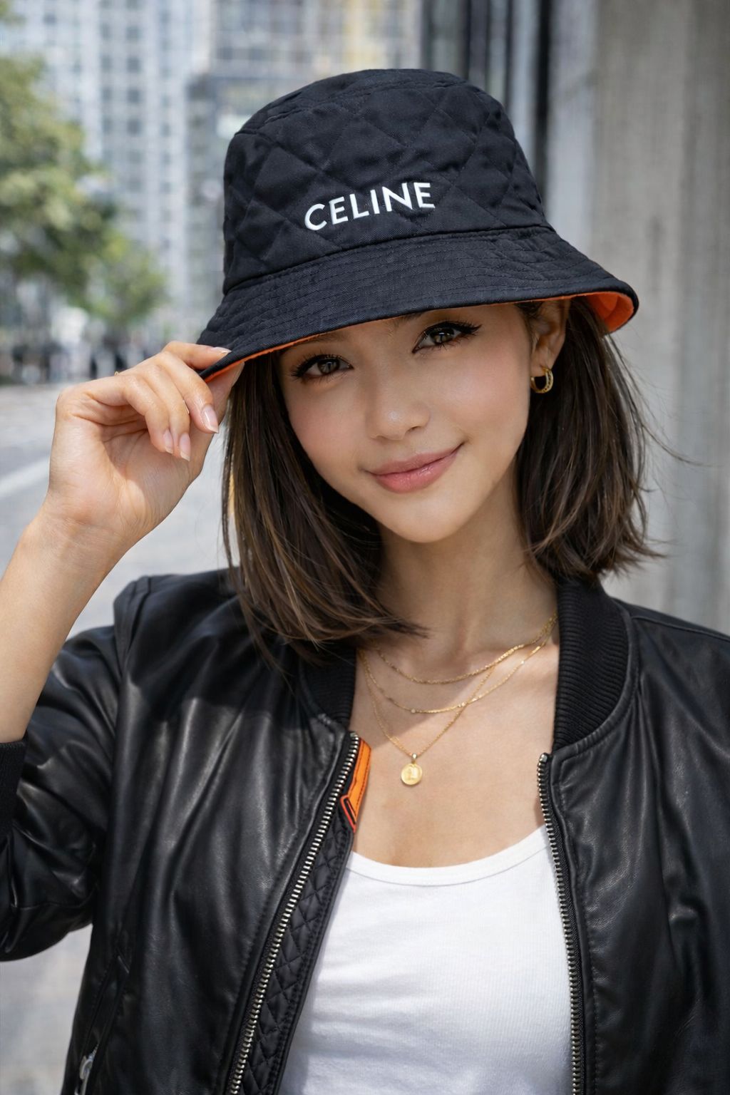 CELINE セリーヌ ナイロンツイル バケットハット ブラック サイズM 超