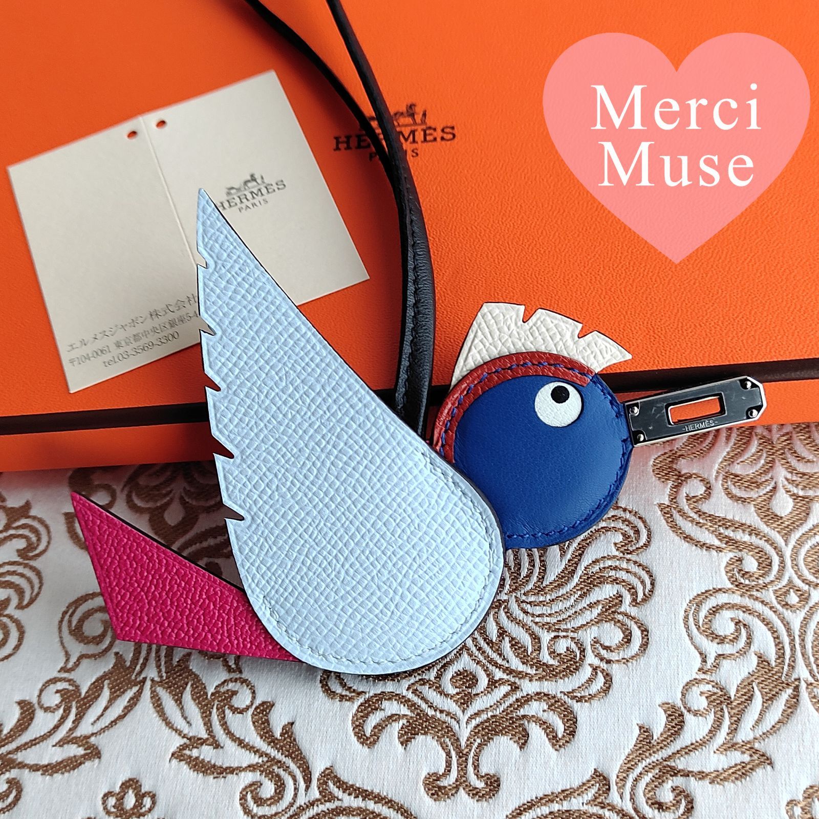 ❤未使用品❤バーディ 鳥さんチャーム ナタxブルーブリュムxローズ