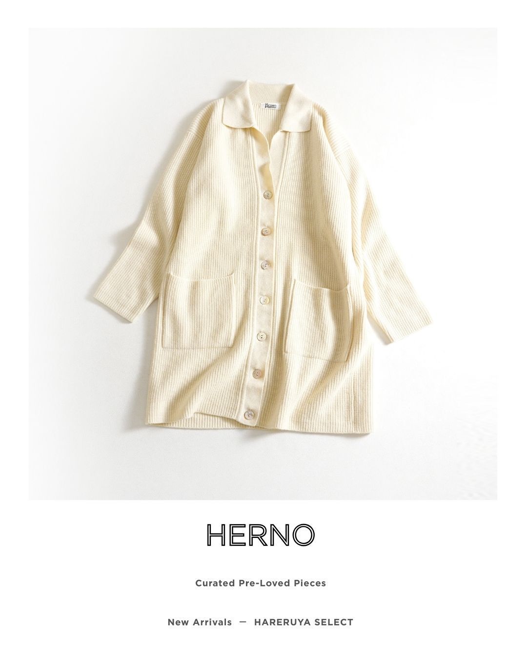 152t*美品 ヘルノ HERNO カシミヤ100% 襟付き リブニットカーディガン