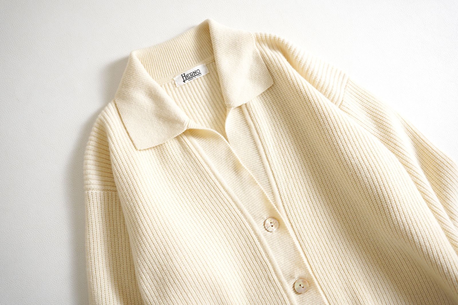 152t*美品 ヘルノ HERNO カシミヤ100% 襟付き リブニットカーディガン 