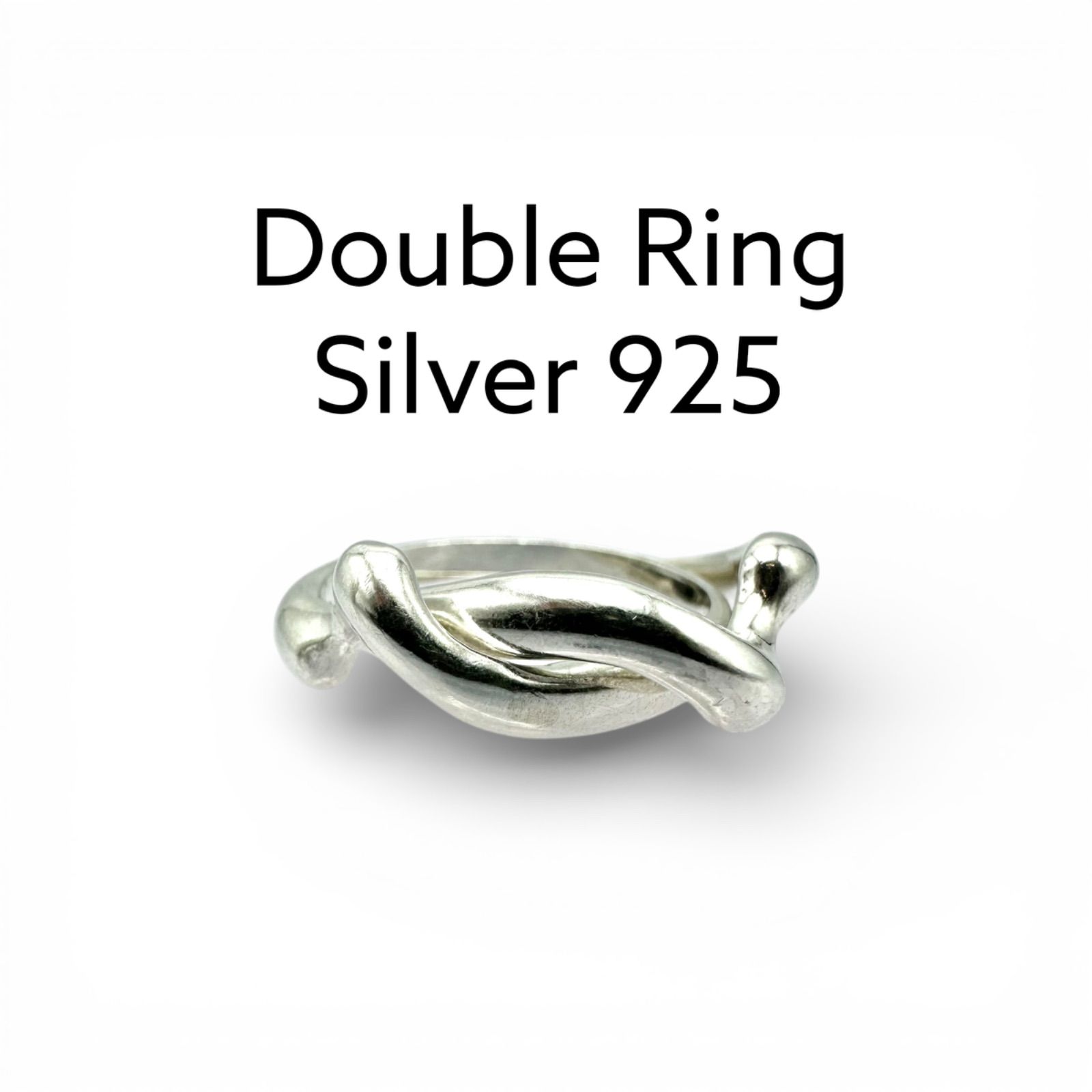 絡み合う二本】ダブル Silver 925 刻印 Vintage Design Ring シルバー 