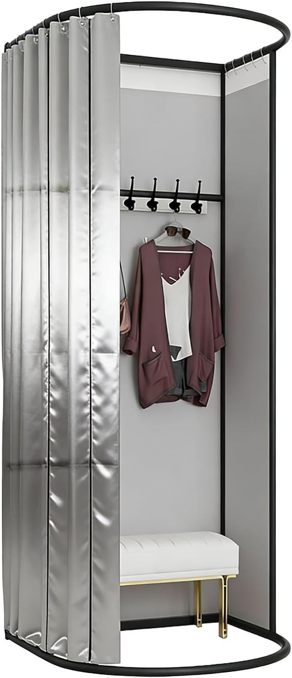フィッティングルーム 試着室 簡易モバイル試着室 プライバシー保護 ドレッシングルーム 洋服店 おしゃれな更衣室 着替え 催事場 イベント フィッティングルーム カーテンタイプ 店舗 カーテンタイプ フック付き (長さ85cm×幅80cm×高さ200cm)