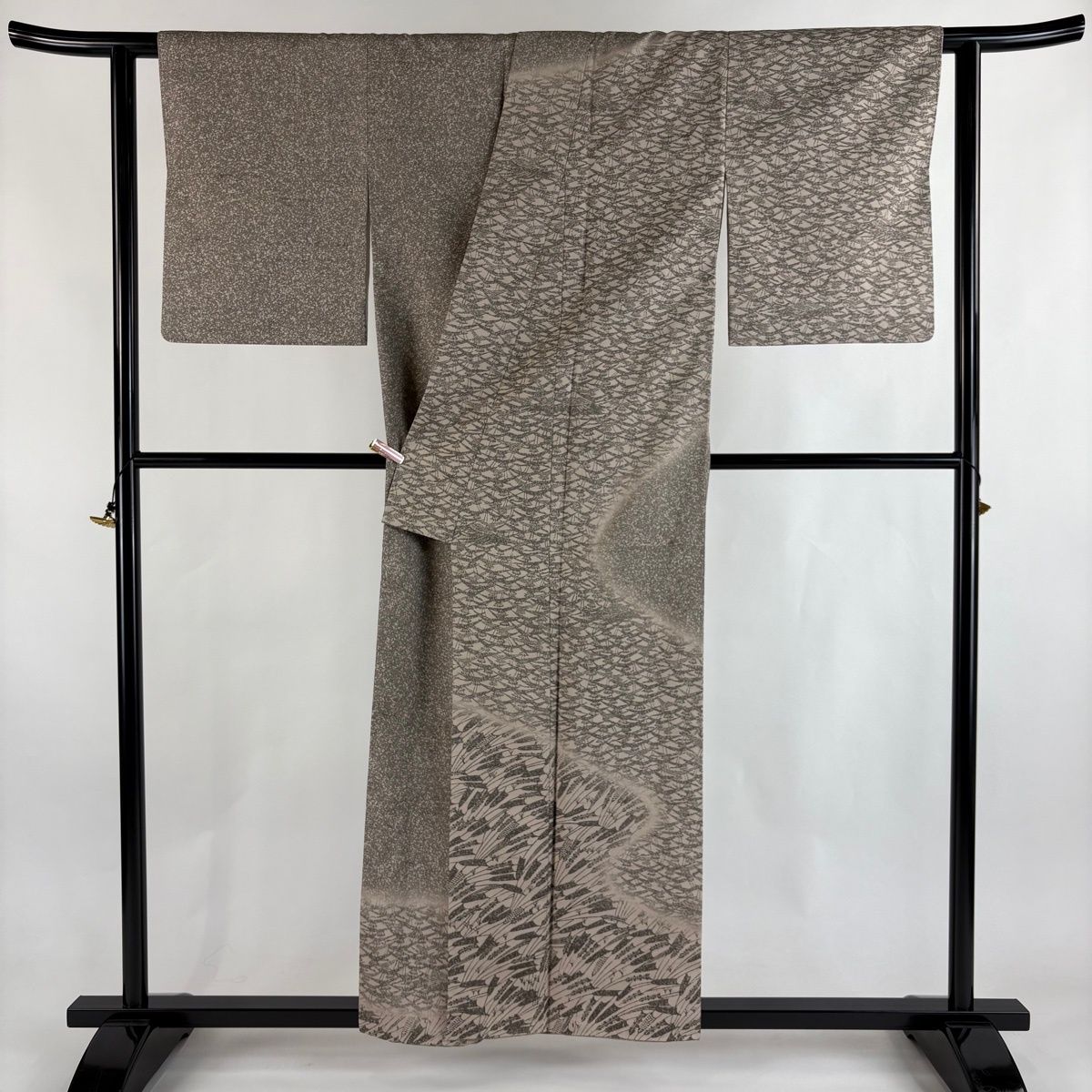 美品】 訪問着 身丈156cm 裄丈62.5cm S 袷 川村久太郎 紬地 落款 葉柄 