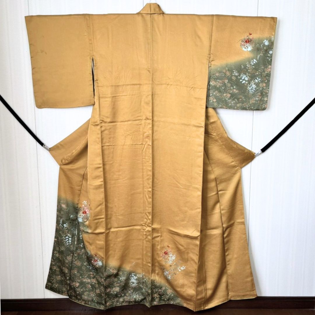 正絹【四季の花々】訪問着 袷 A-3717 京加賀友禅 四季の花々 訪問着 袷 正絹 黄色 淡黄 1274 | kimono Re:和