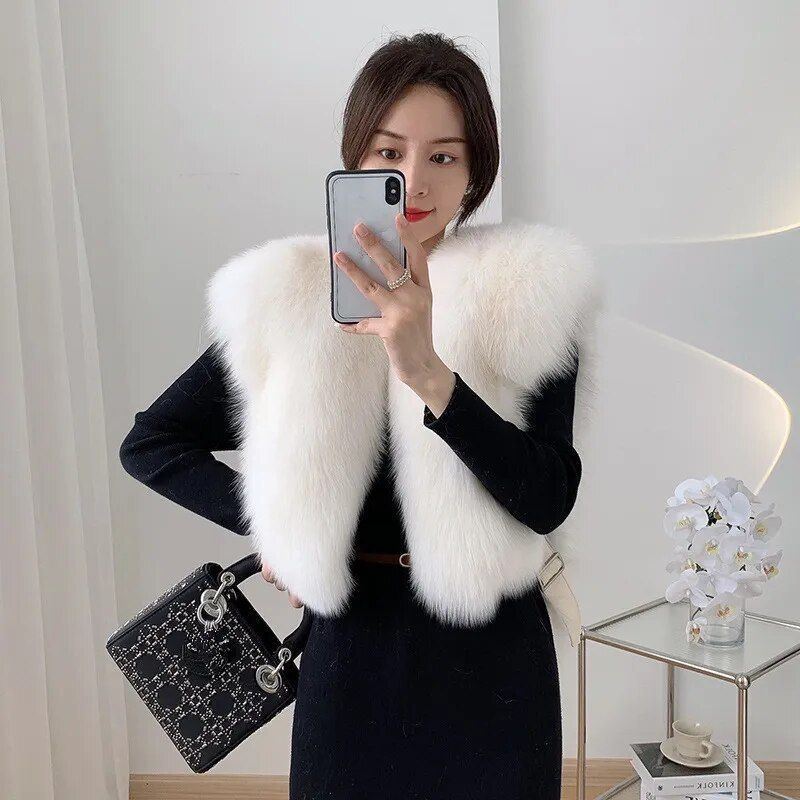 可愛い ベスト リアルファー ノースリーブ ジャケット