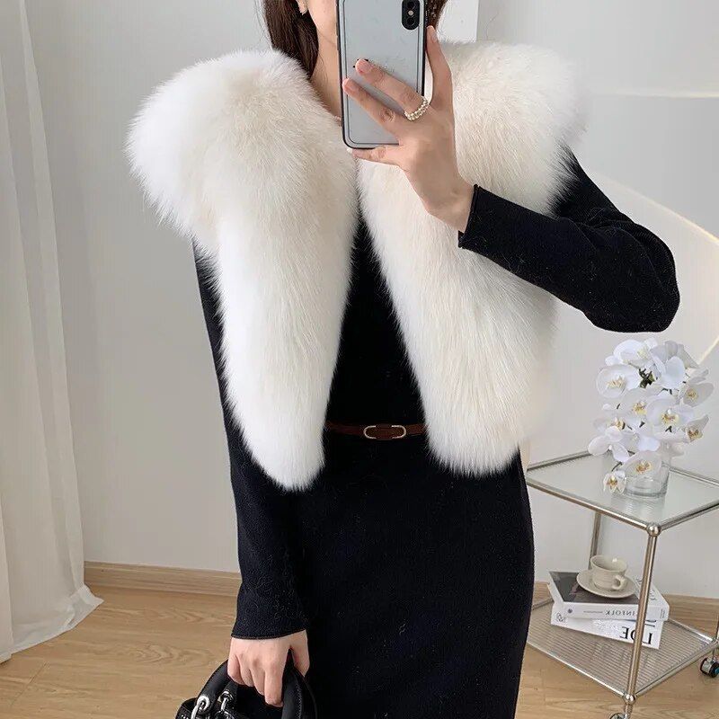 可愛い ベスト リアルファー ノースリーブ ジャケット