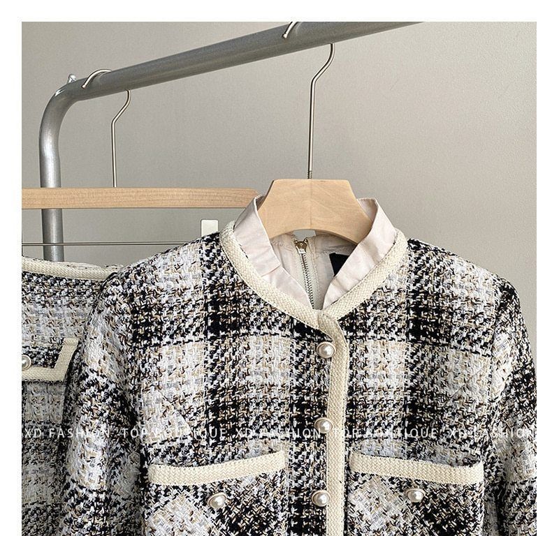 華やか チェックツイード ジャケット＆ひざ下スカート