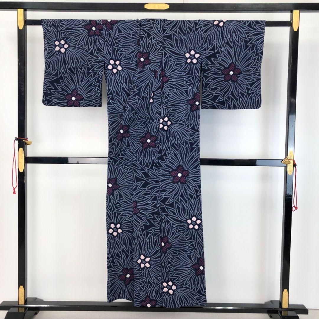 夏着物 浴衣 有松鳴海本絞り 花模様 藍色 K-5078 - メルカリ