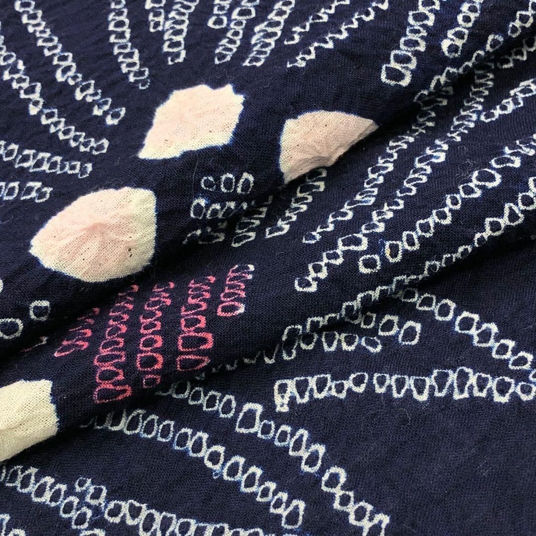 夏着物 浴衣 有松鳴海本絞り 花模様 藍色 K-5078 - メルカリ