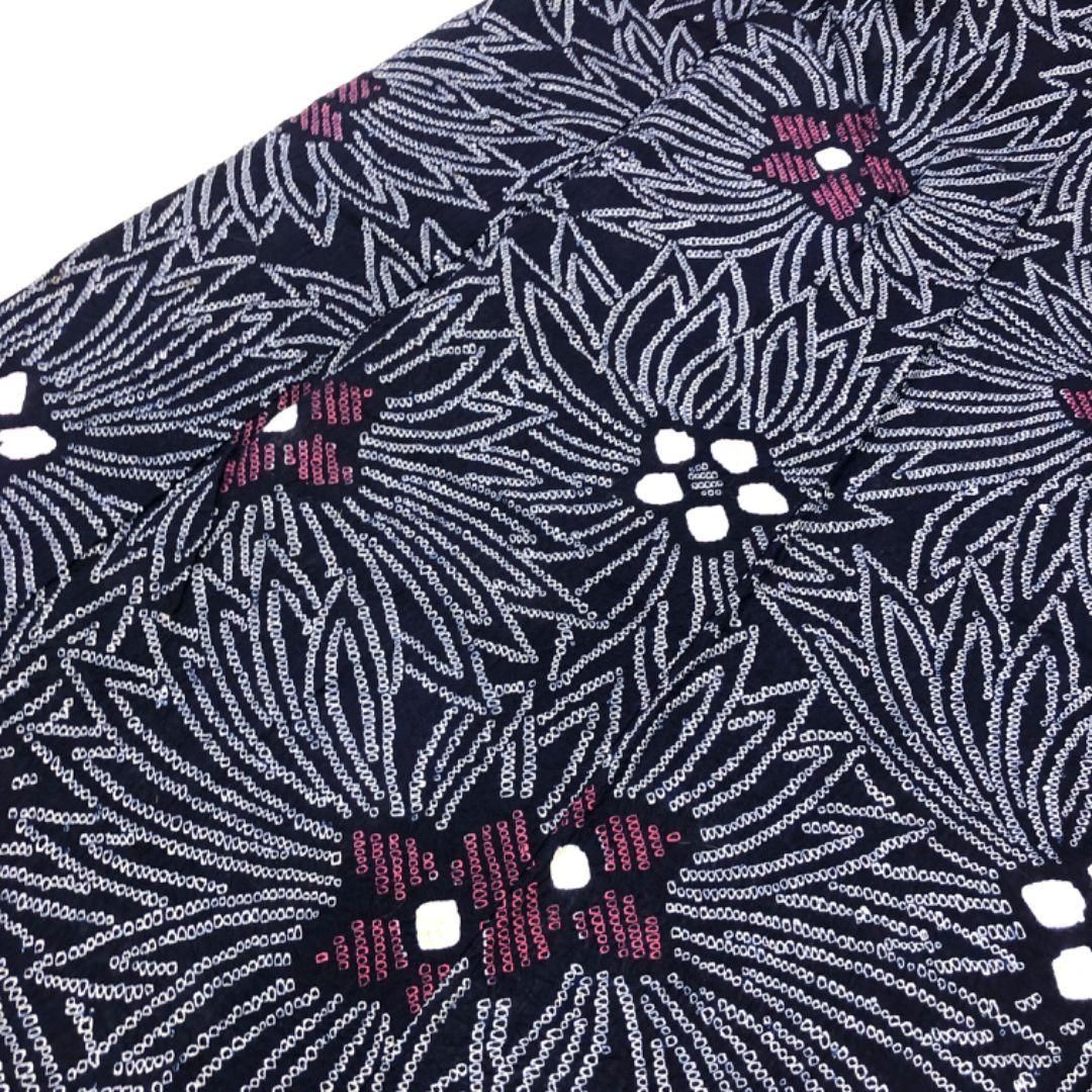 夏着物 浴衣 有松鳴海本絞り 花模様 藍色 K-5078 - メルカリ