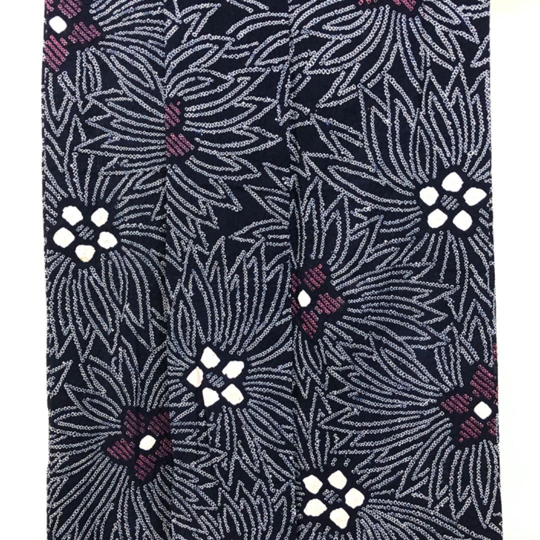 夏着物 浴衣 有松鳴海本絞り 花模様 藍色 K-5078 - メルカリ