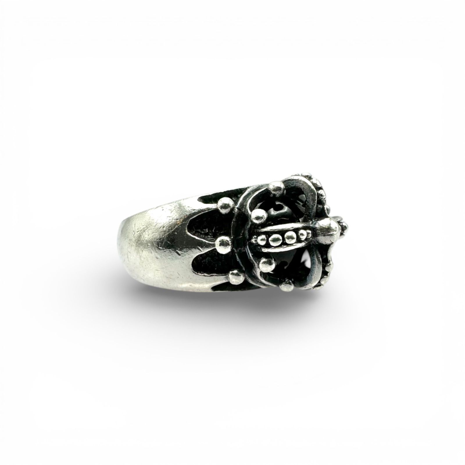 唯一無二】クラウン 王冠 ブラックオニキス Silver 925 刻印 90s 