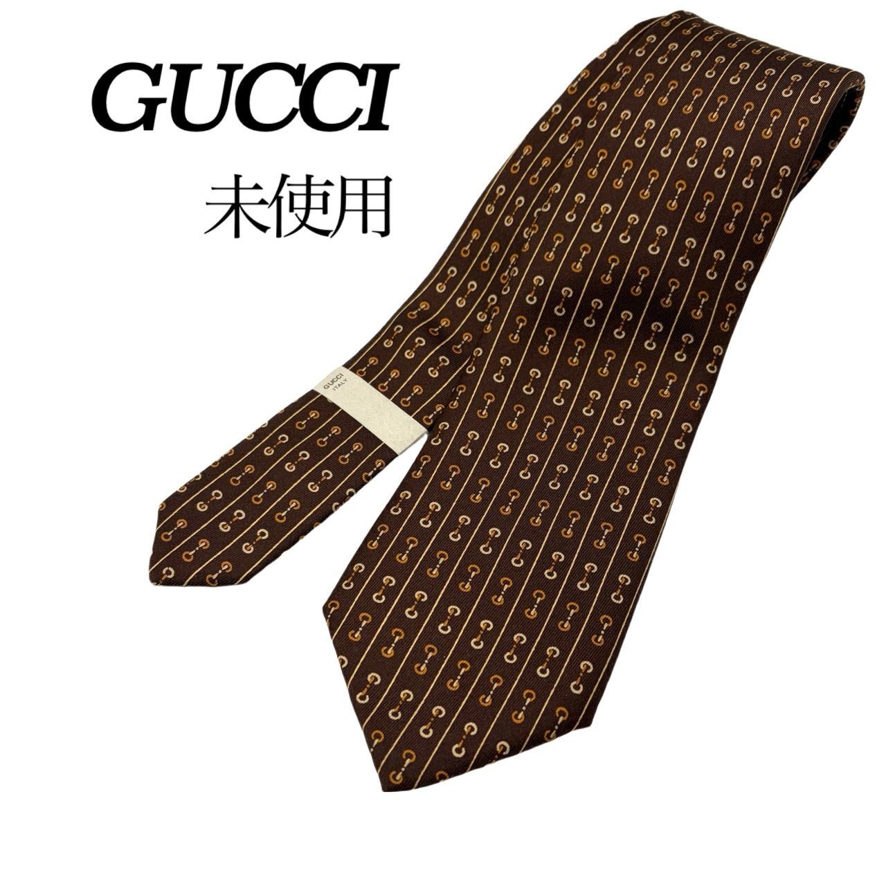 美品未使用【GUCCI／グッチ】ネクタイ ホースビット柄 シルク100 