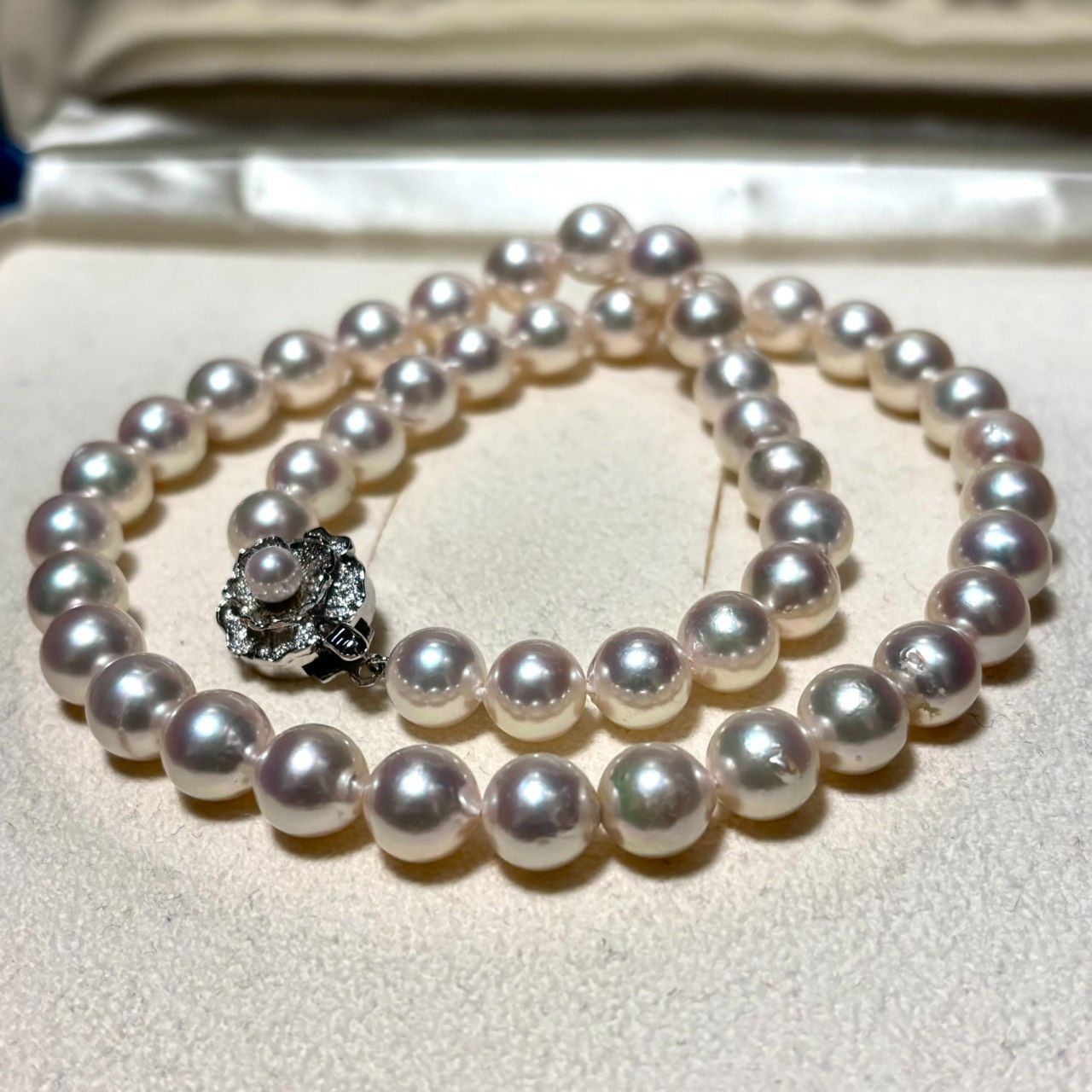 テリ強】あこや真珠 パール ネックレス 約8mm-8.5mm シルバー金具 