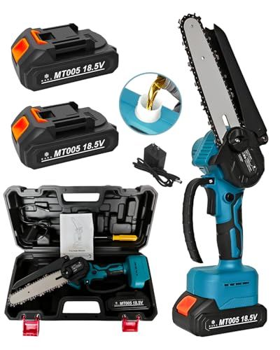 迅速に発送 KAKA チェーンソー 充電式 6インチ 強力 大容量バッテリー 付き チェンソー 軽量 自動給油 ツール不要 LEDバッテリー残量表示 電動チェーンソー ケース付き 日本語説明書 d 7675 e 99